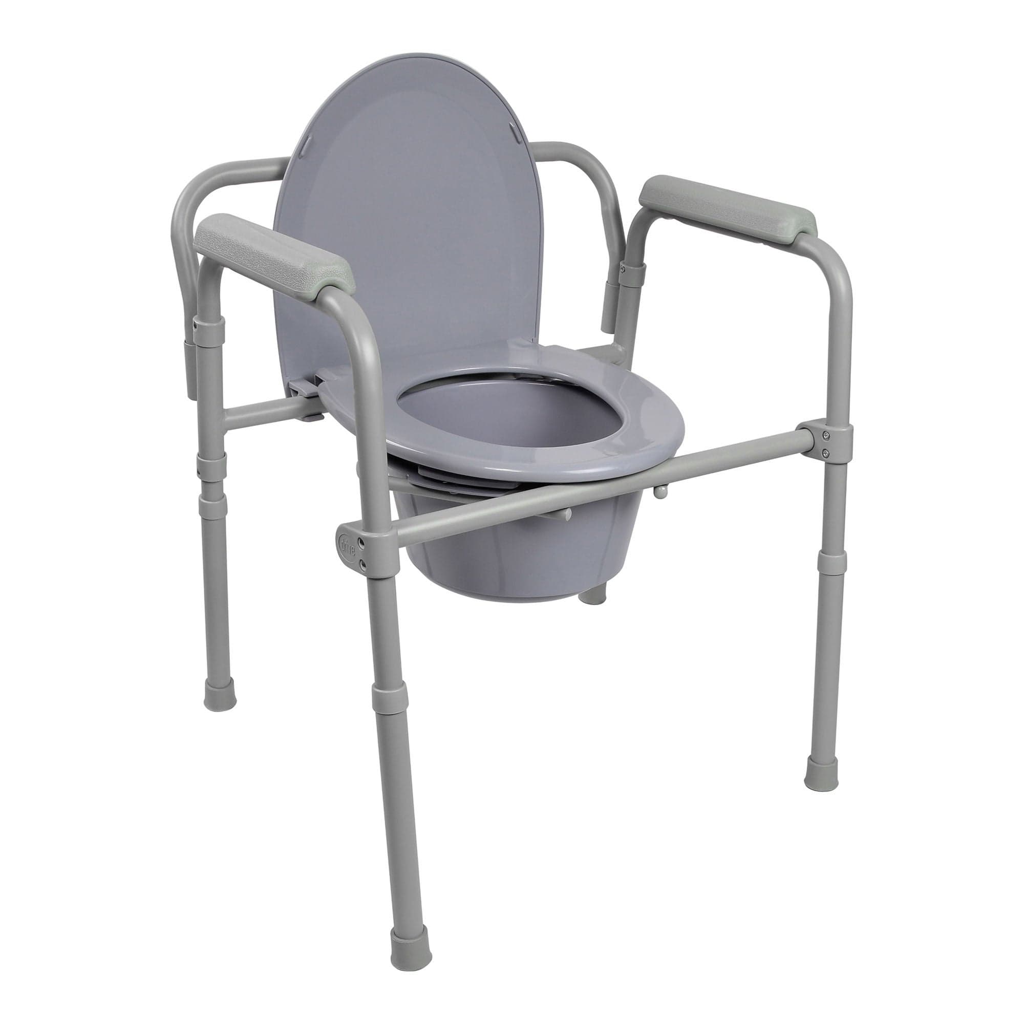 McKesson Plastic Seat Steel Frame Folding Commode Chair, 16-3/5 to 22-1/2 Inch - Image 1