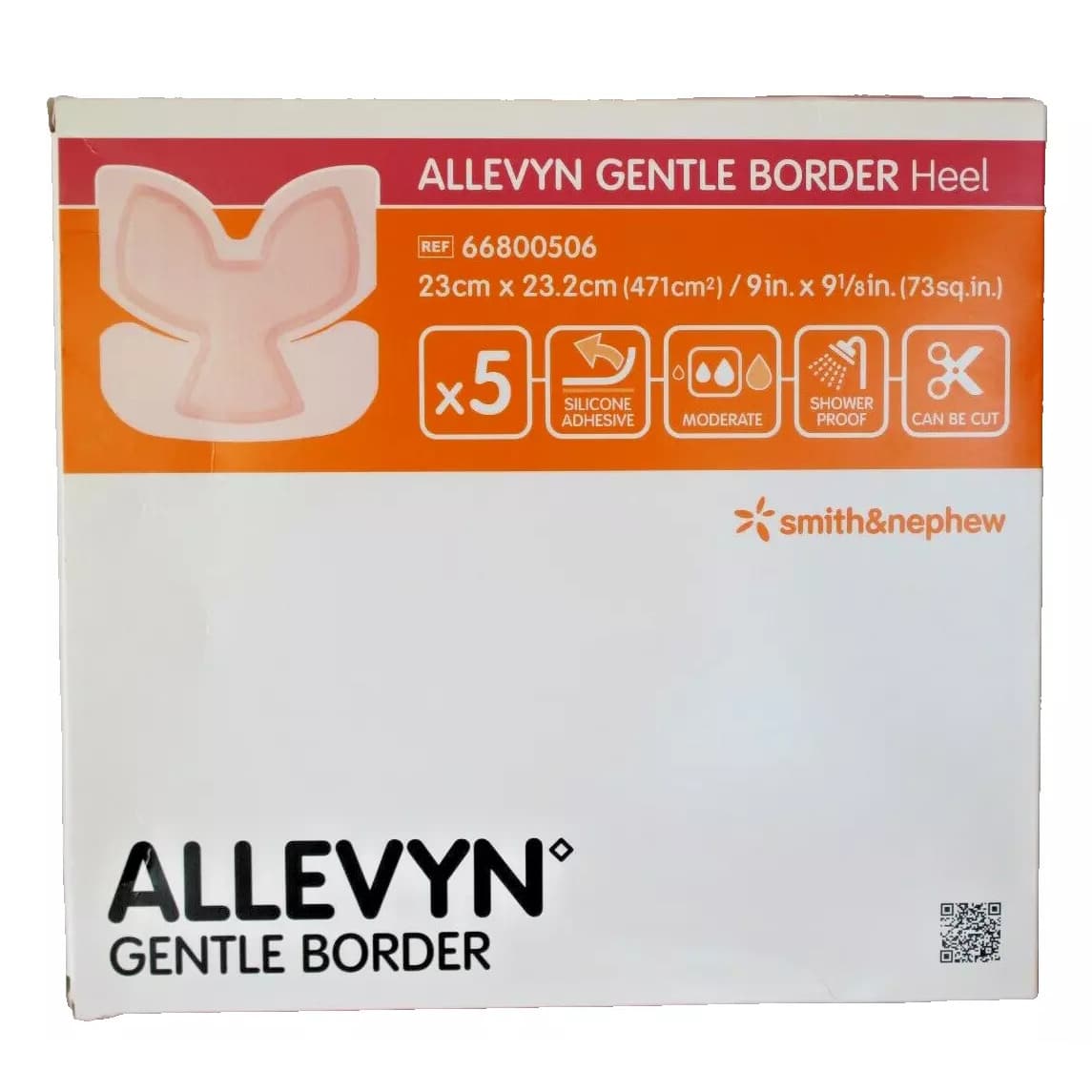 Allevyn Gentle Border Heel Dressing, 9 x 9 1/8 Inch - Box of 5 - Image 1