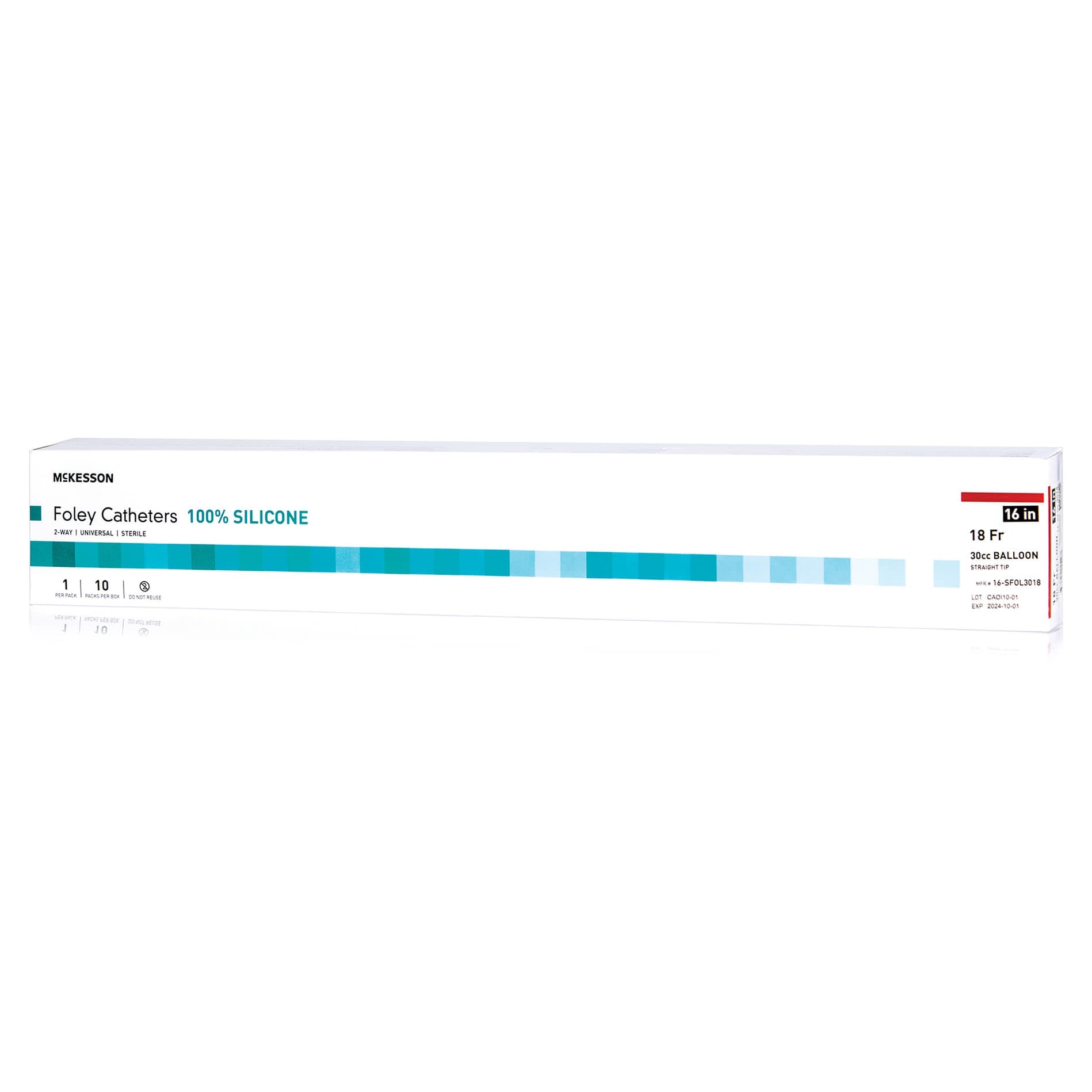 McKesson 2-Way Silicone Foley Catheter with Standard Tip, Red, 18 Fr - Box of 10 - Image 1