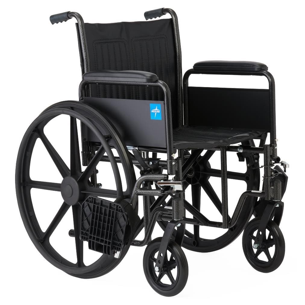 Medline Guardian K1 standard wheelchair 18"W x 16"D Seat Nylon with Swing-Back Desk-Length Arms and Elevating Leg Rest - Image 1