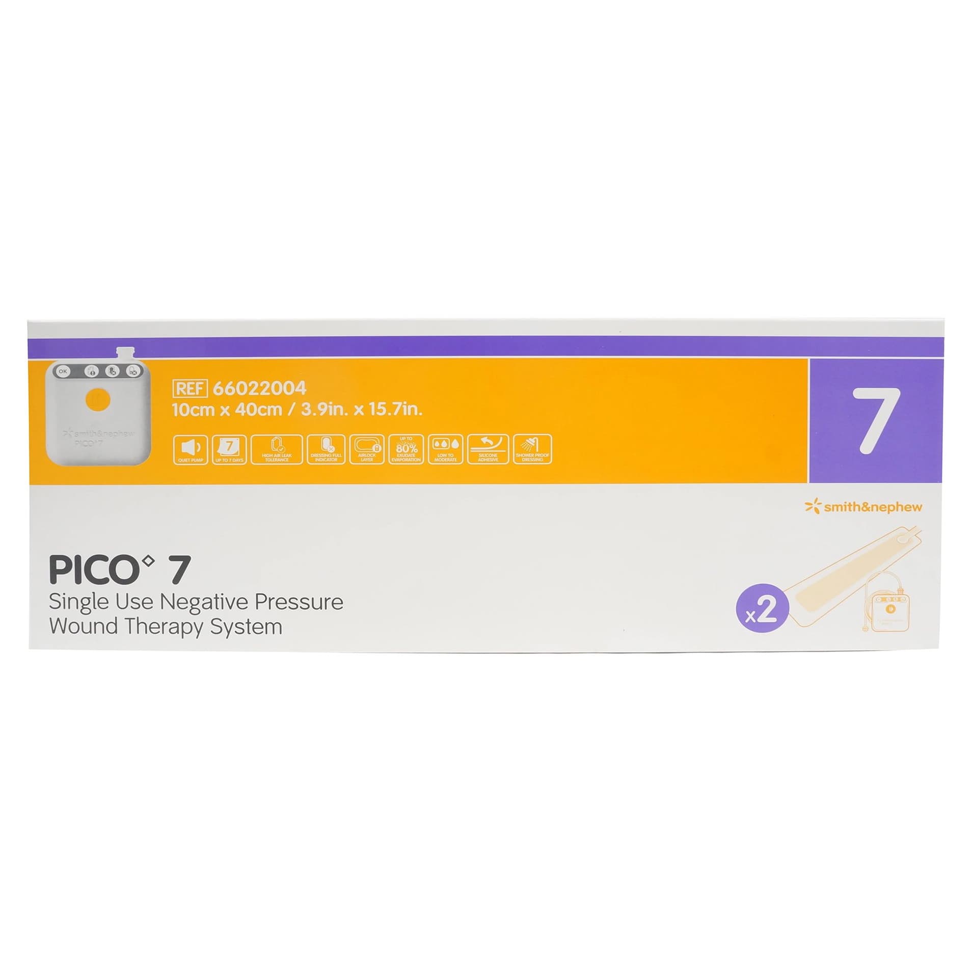 Smith & Nephew Pico 7 Two Dressing Negative Pressure Wound Therapy System, 3.9 x 15.7 Inch - Image 1