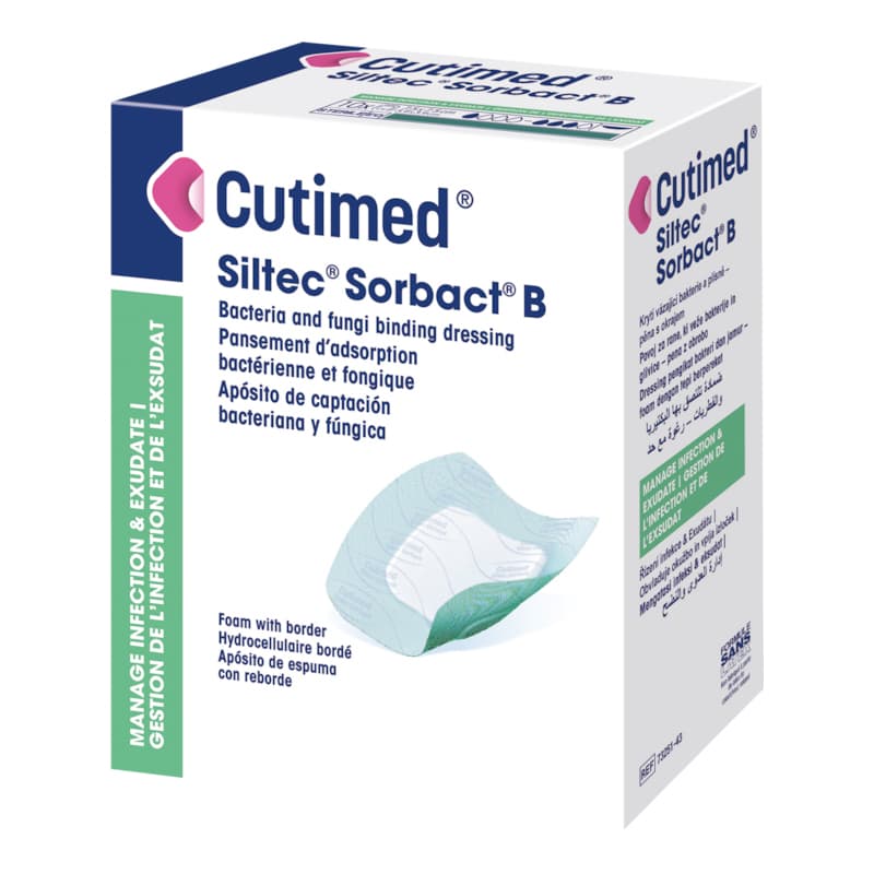 Cutimed Siltec Sorbact B Foam Dressing, 5 x 5 Inch - Box of 10 - Image 1