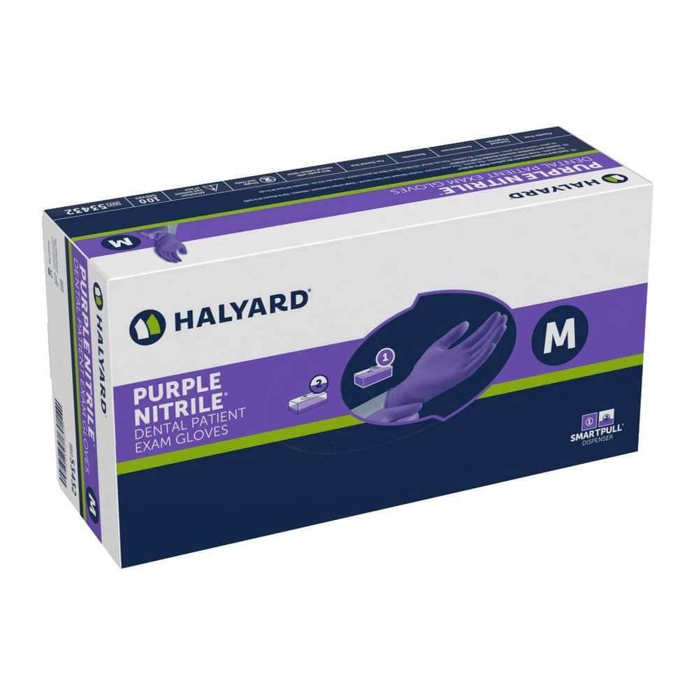 Halyard Purple Nitrile Dental Exam Gloves Medium - Case of 1000 - Image 1