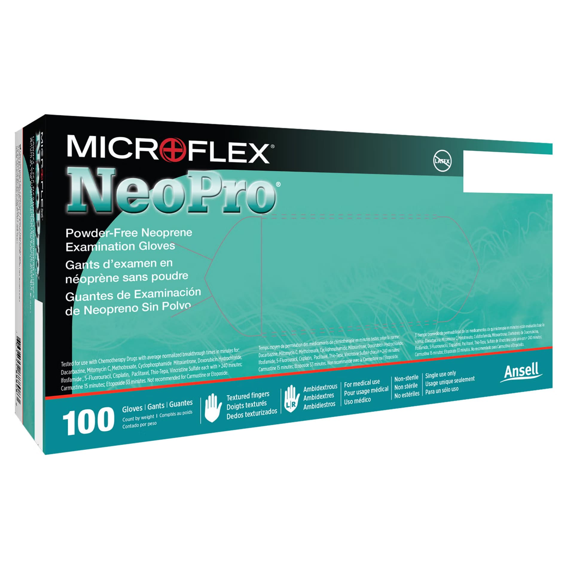 Ansell Microflex Neopro Powder-Free Chloroprene Exam Gloves, Green, Extra Large - Case of 1000 - Image 1
