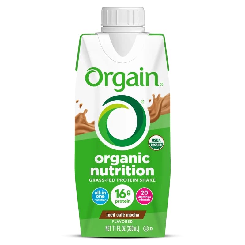 Orgain Organic Nutritional Shake, Iced Cafe Mocha, 11 oz, 257 Cal - Case of 12 - Image 1