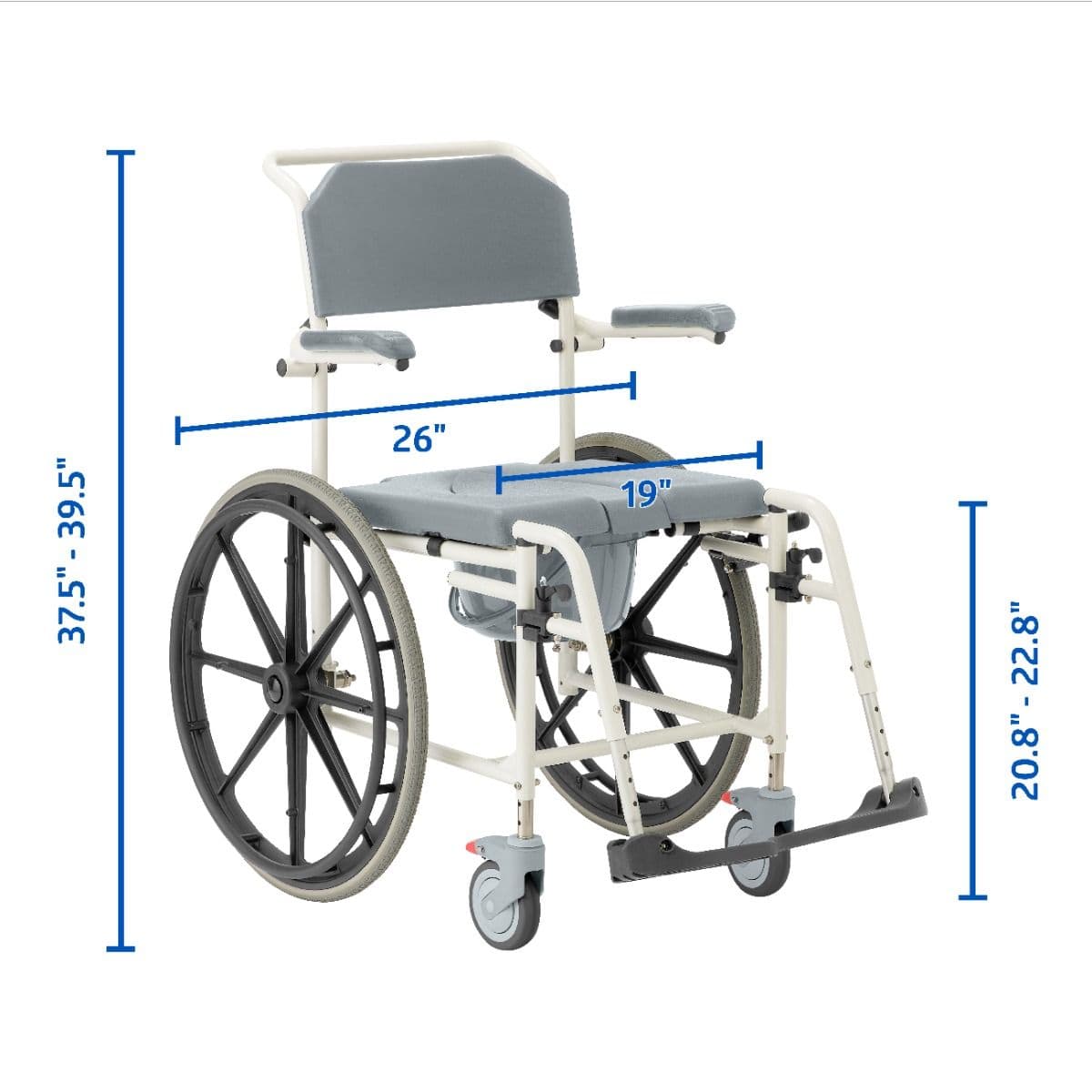 Medline Aluminium Shower Commode Wheelchair - Image 2
