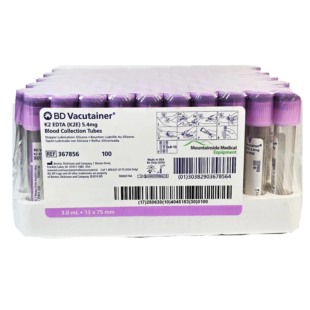 BD Vacutainer K2 EDTA Blood Collection Tube, Lavender, 3 ML - Case of 1000 - Image 1