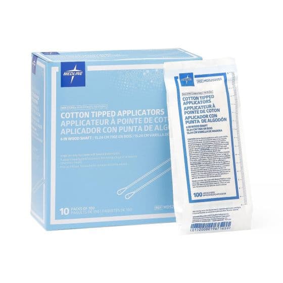 Medline Nonsterile Cotton-Tipped Applicator, 6 Inch - Box of 1000 - Image 1