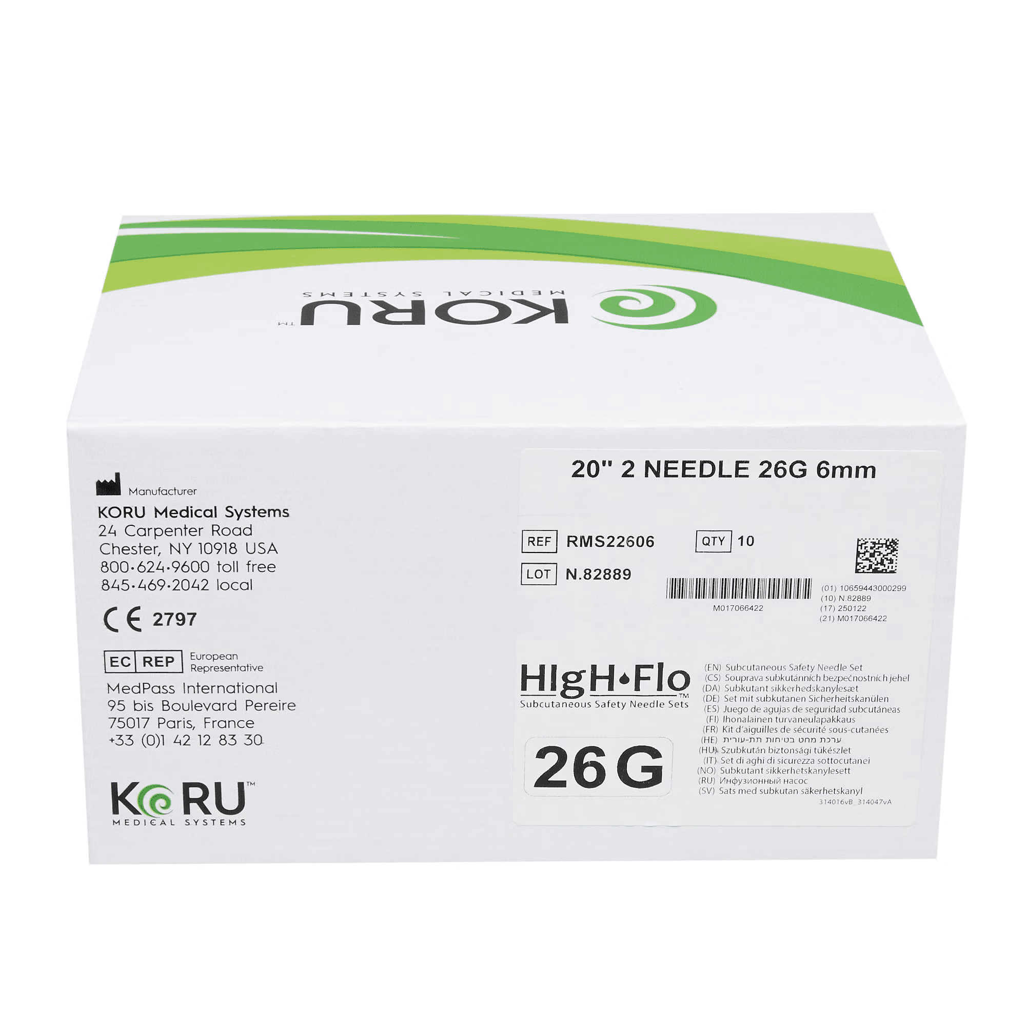 KORU HIgH-Flo2 Sub-Q Infusion Set with Winged Hub - Image 2