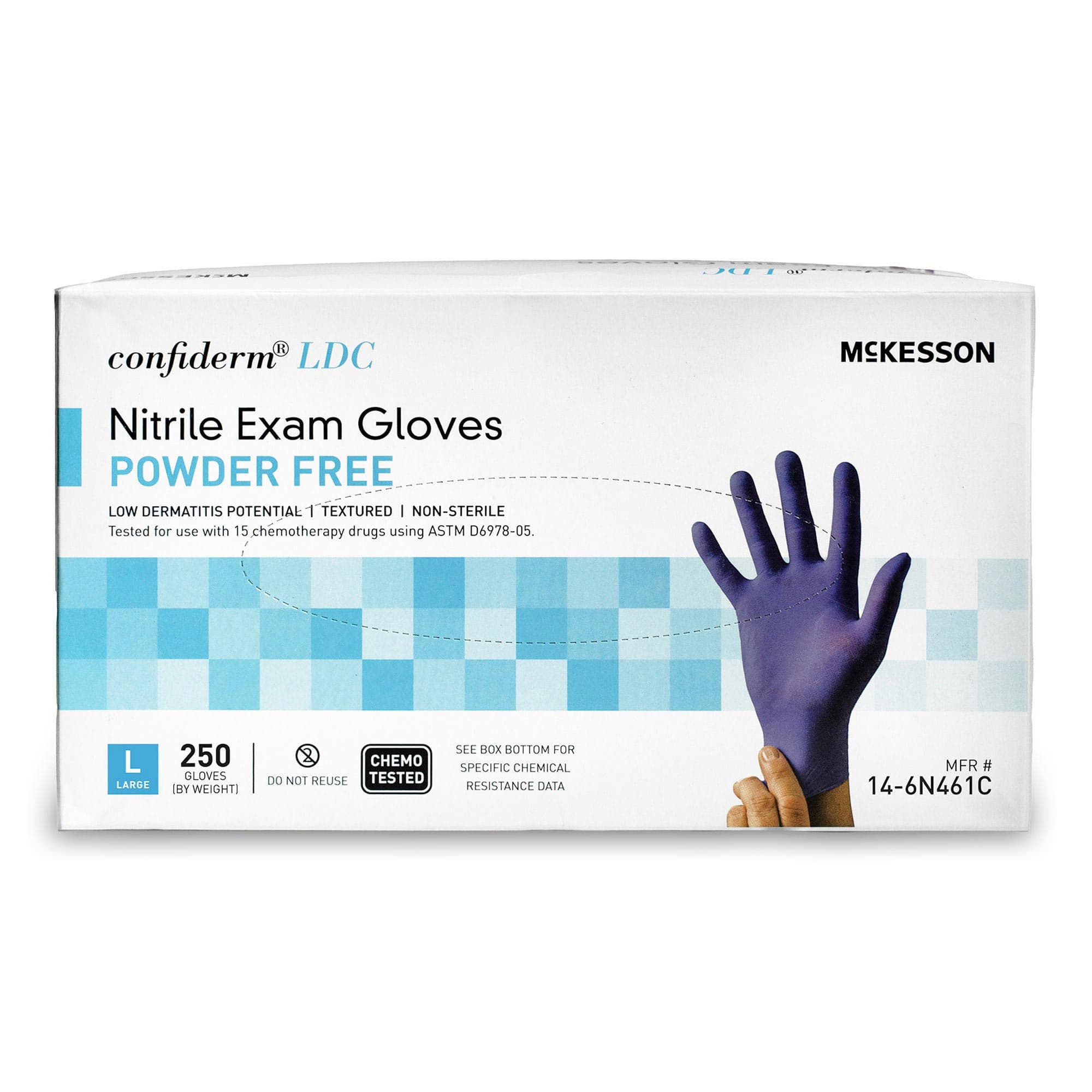 McKesson Confiderm LDC Nitrile Exam Glove, Blue, Large - Box of 250 - Image 1