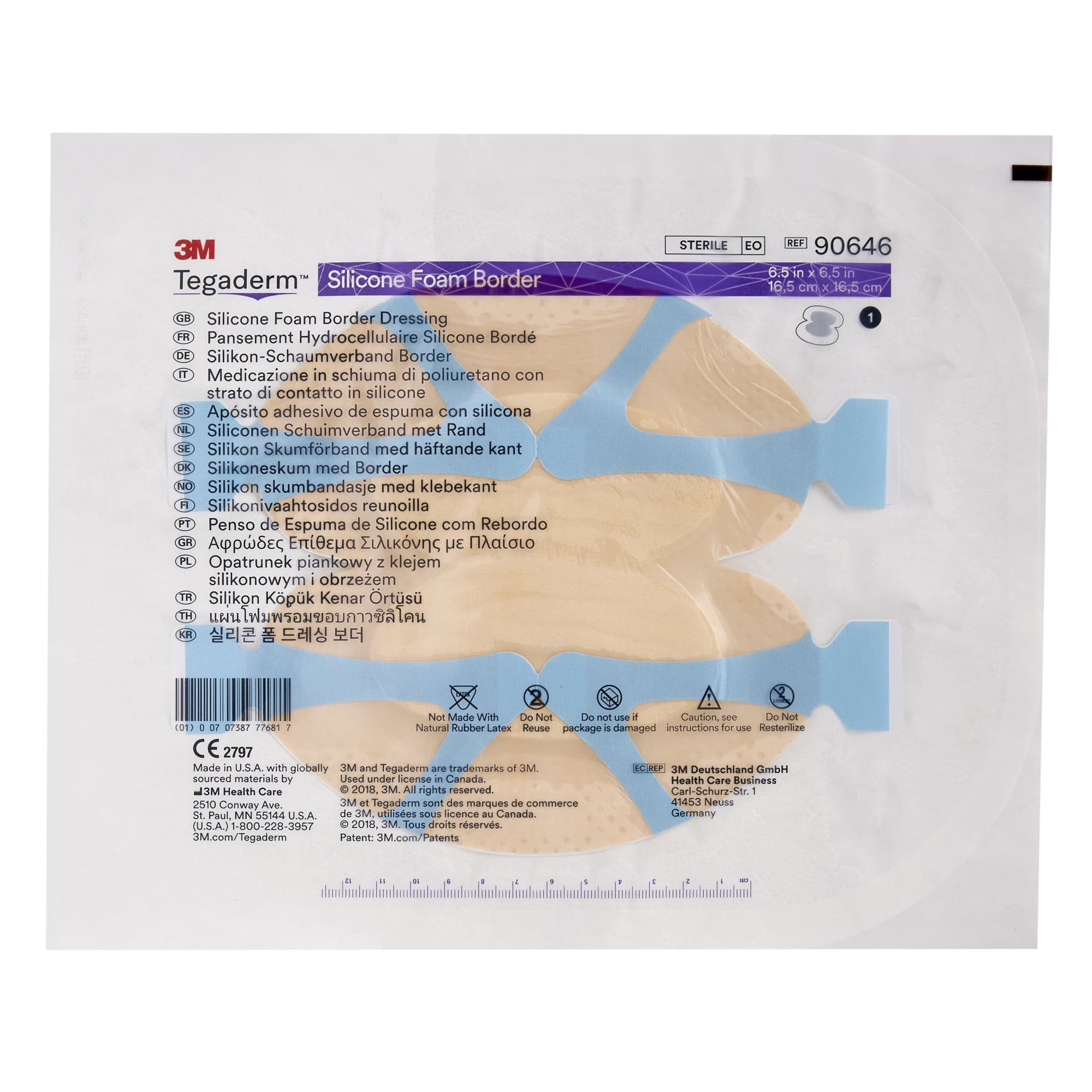 3M Tegaderm Silicone Foam Heel and Contour Dressing, 6" x 6" - Image 1