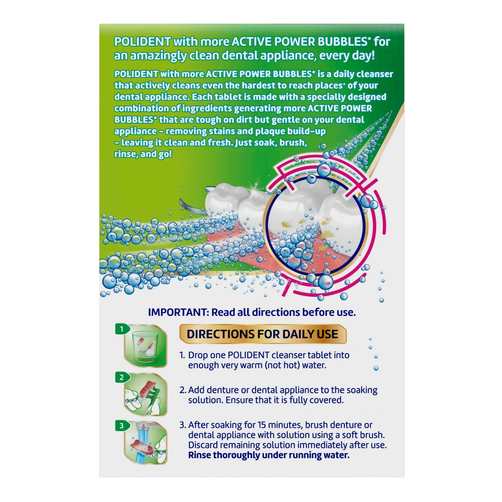 Polident Smokers Antibacterial Dental Appliance Cleanser Tablets - Box of 90 - Image 2