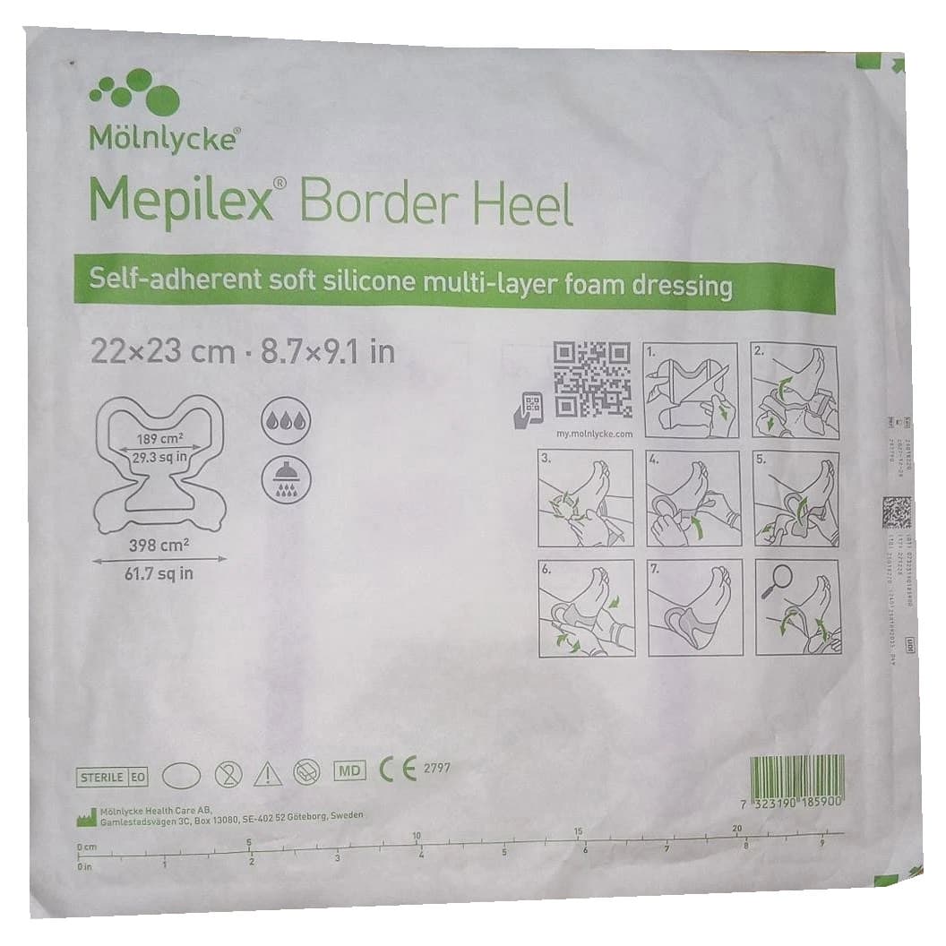 Mepilex Border Heel Dressing, 8-3/5 x 9 Inch - Each - Image 1