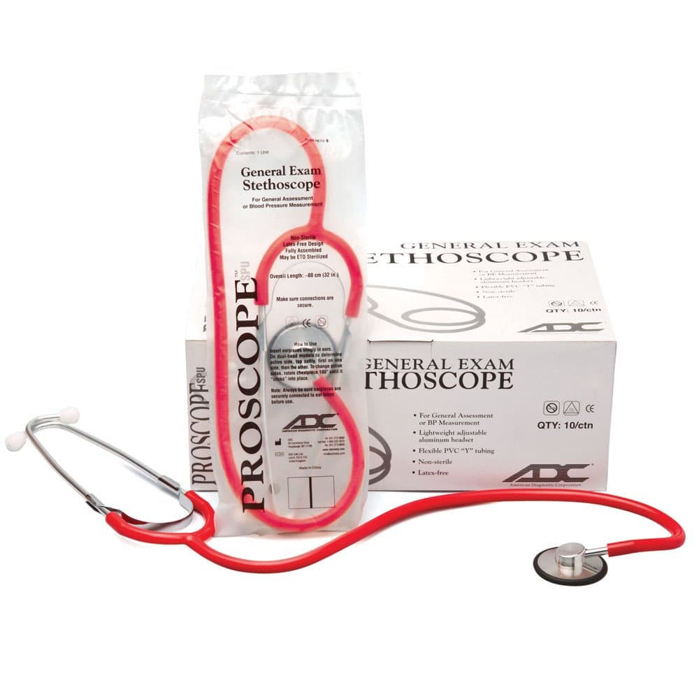 ADC Proscope 660 SPU Single Head Stethoscope, Red - Case of 50 - Image 1
