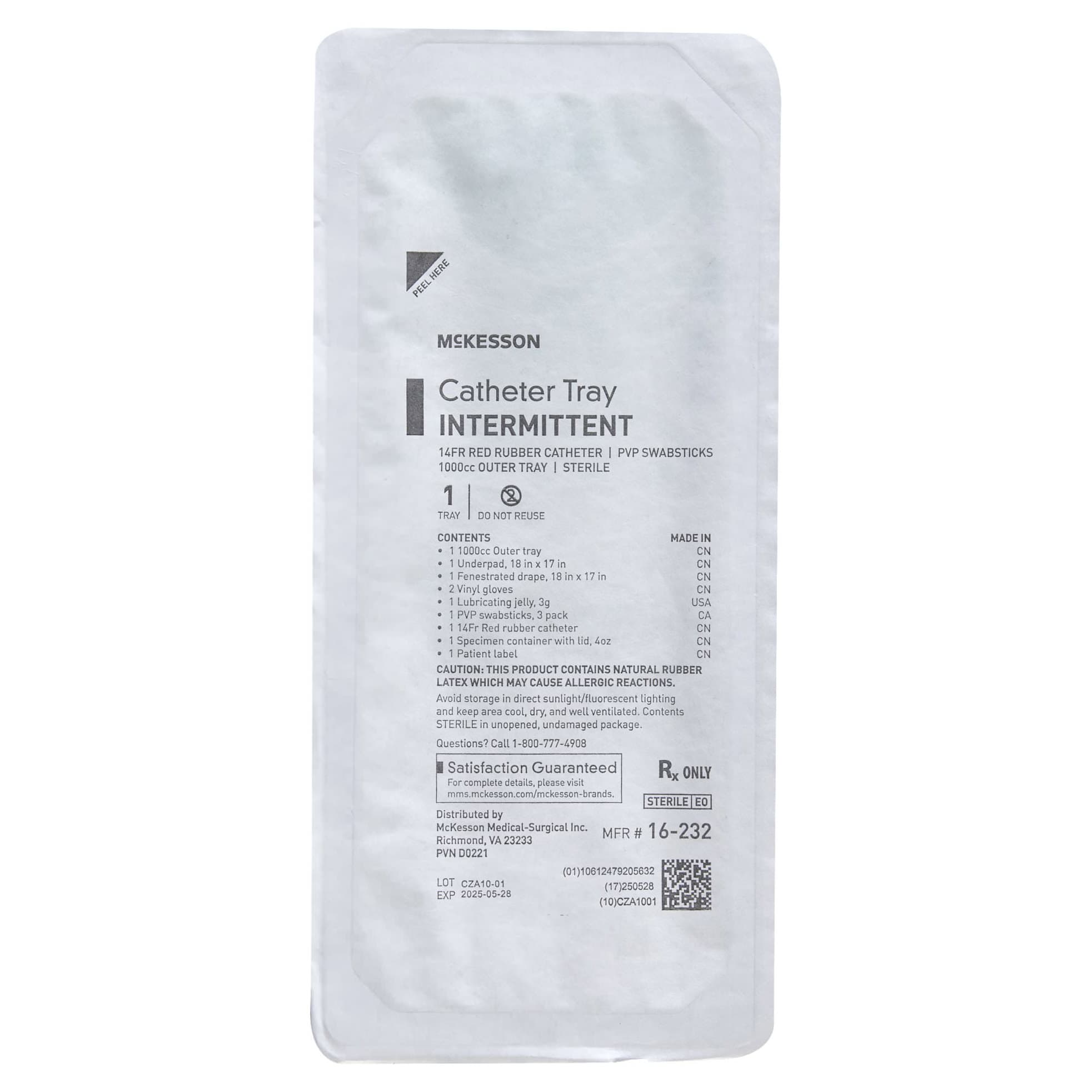 McKesson Intermittent Catheter Tray 1000 mL Outer Tray 14 Fr Sterile Urethral - Image 2