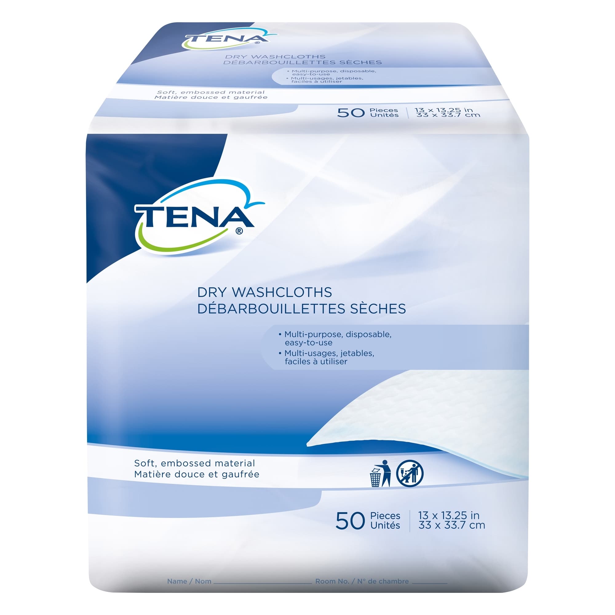 TENA ProSkin Dry Washcloths, 13 x 13-1/4 Inch - Case of 800 - Image 1