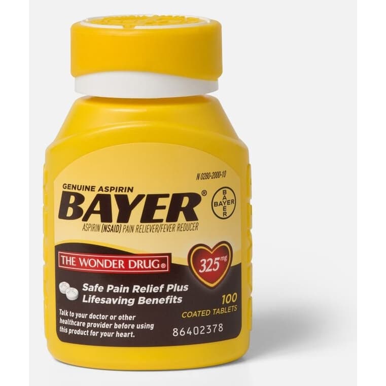 Genuine Bayer Aspirin Coated Tablets 325 mg - Bottle of 100 - Image 2