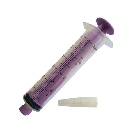 AMSure 60 mL Flat Top Piston Syringe with Transition Adapter, ENFit Tip - Image 1