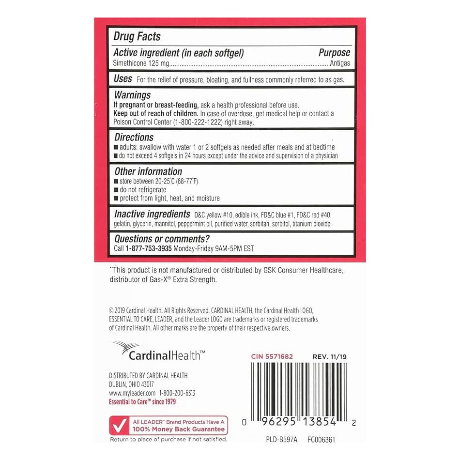Leader Gas Relief, Extra Strength Softgels, 30 Count - Each - Image 2