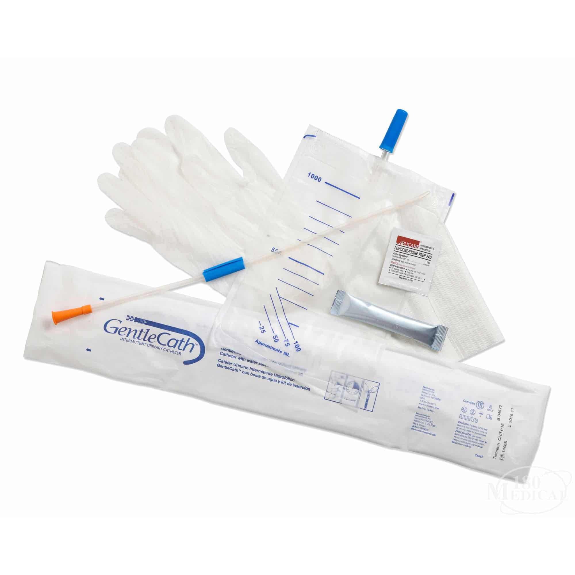GentleCath Hydrophilic Urinary Catheter Kit with Coude Tip for Male, 16 Fr, 15.7" - Each - Image 1