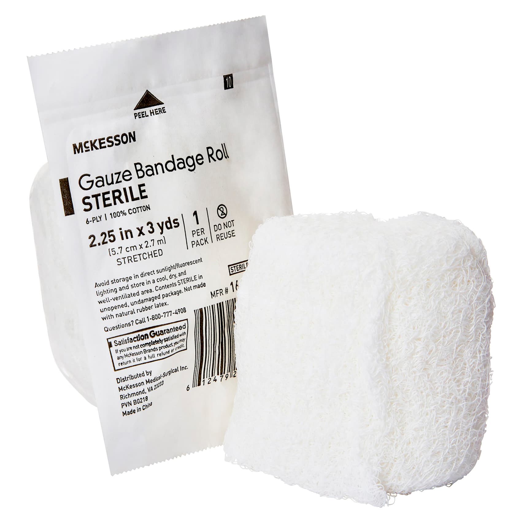 McKesson Fluff Bandage Roll White 2-1/4 Inch x 3 Yard 6-Ply Roll Shape - Image 1