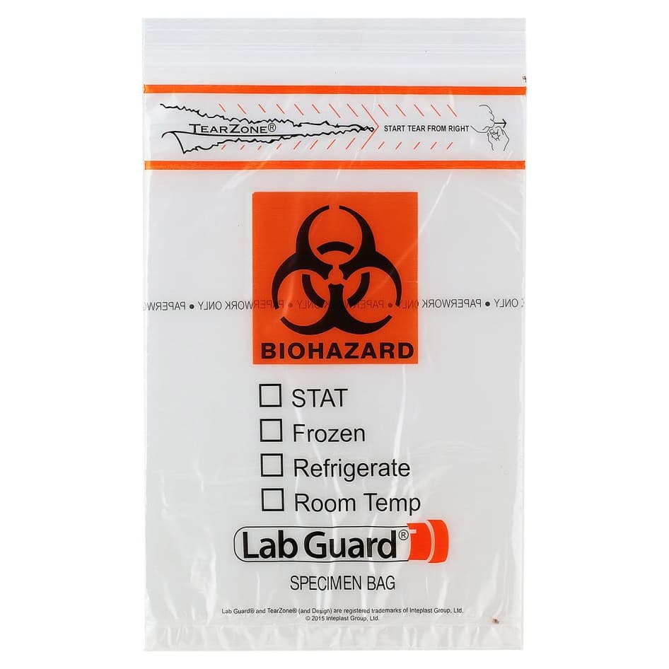 Medegen Lab Specimen Transport Bag with Zip Closure Clear, Black-Orange - Image 1