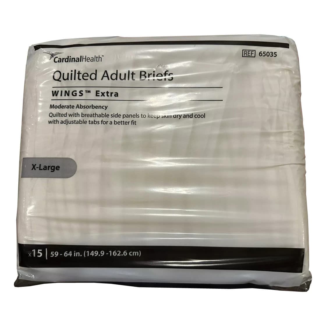Cardinal Health Wings Extra Quilted Brief, Moderate Absorbency, Extra Large - Package of 15 - Image 1