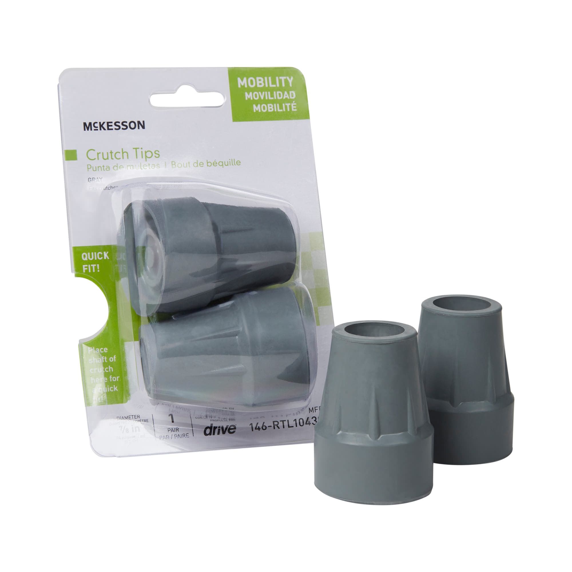 McKesson Gray Rubber Crutch Tip - Box of 2 - Image 1