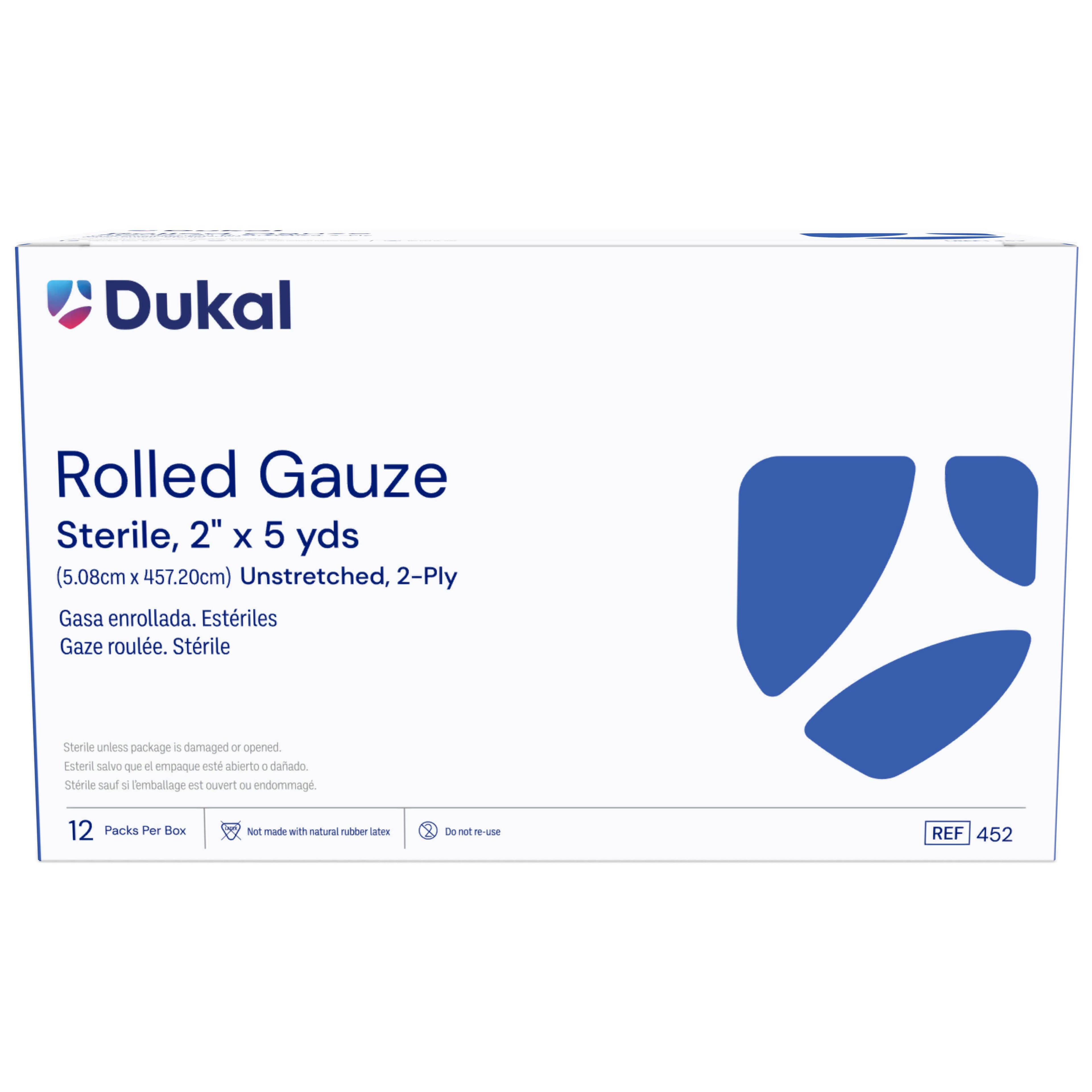 Dukal Fluff Cotton 2 Ply Conforming Bandage, 2 Inch x 5 Yard, Sterile - Bag of 12 - Image 1