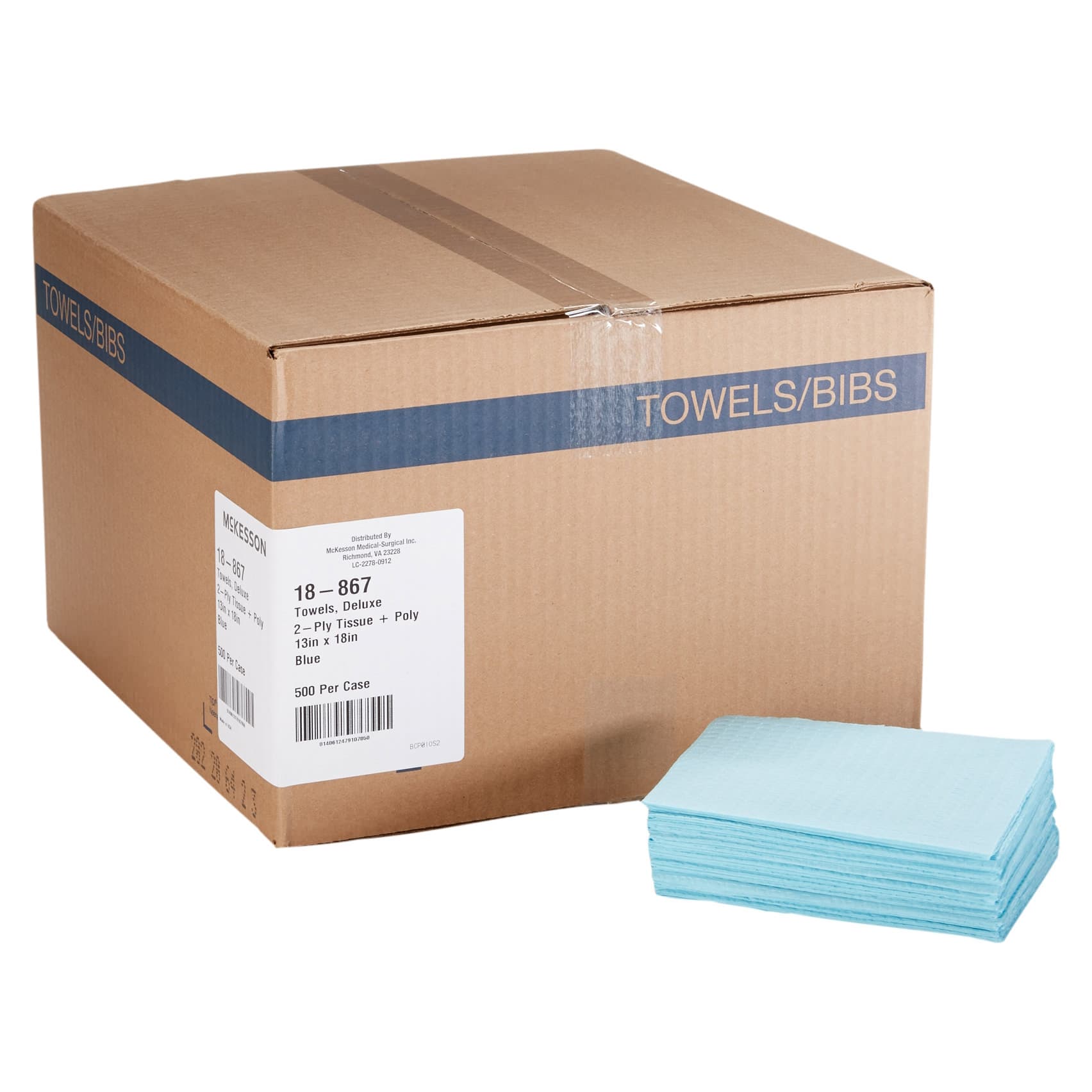 McKesson Procedure Towel, Blue, Waffle Embossed - Case of 500 - Image 1
