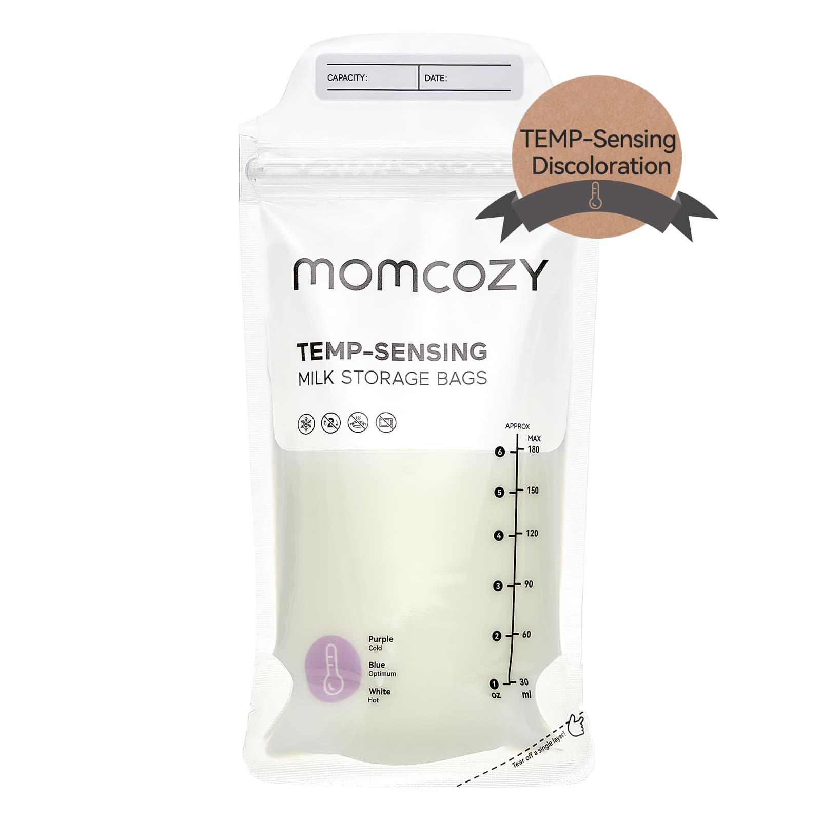 Momcozy Temp-Sensing Breast Milk Storage Bag - Package of 120 - Image 2