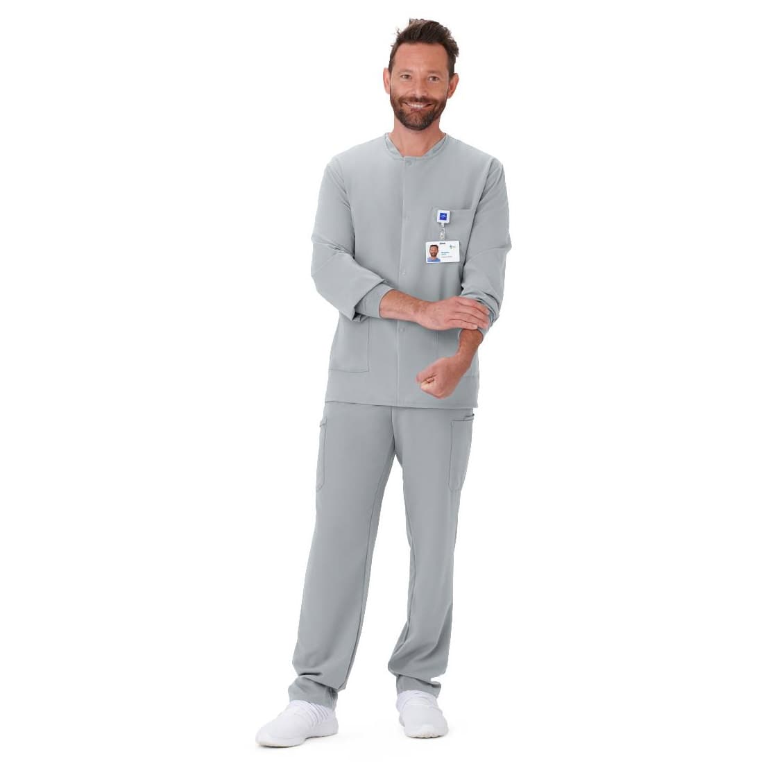 West End AVE Unisex 3 Pocket Scrub Jacket, Cuffed, Light Gray, Large - Each - Image 1