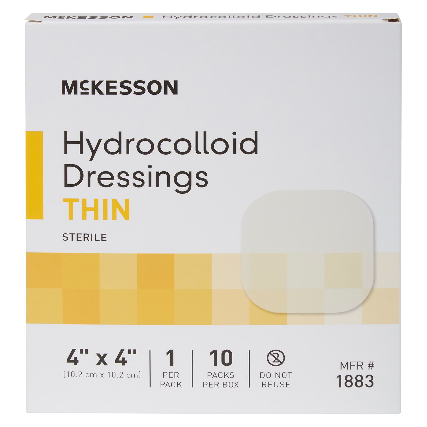 McKesson Hydrocolloid Sterile Thin Dressing, 4 x 4 Inch - Case of 200 - Image 1