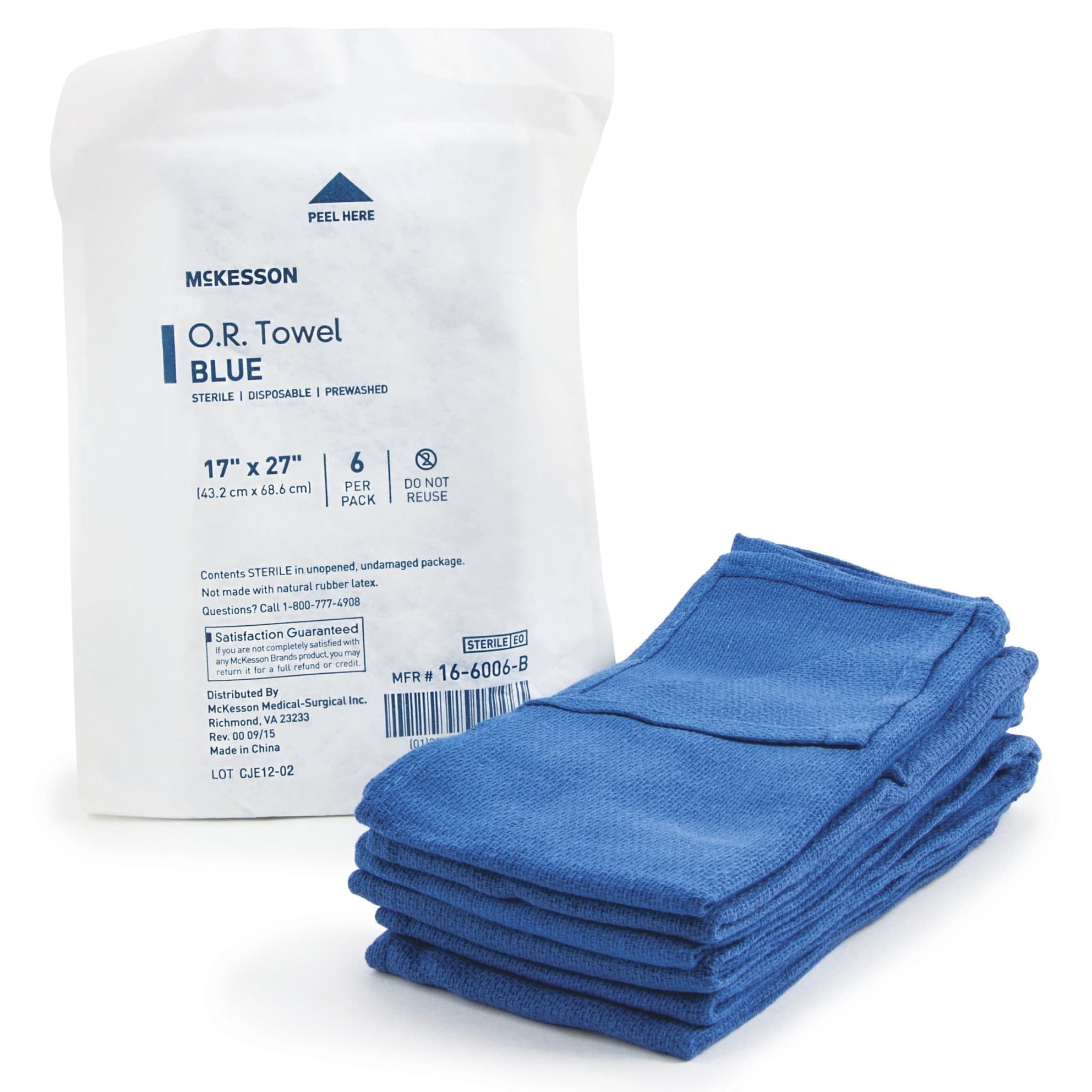 McKesson O.R. Towel Blue Sterile Disposable, 17 W x 27 L Inch - Each - Image 1