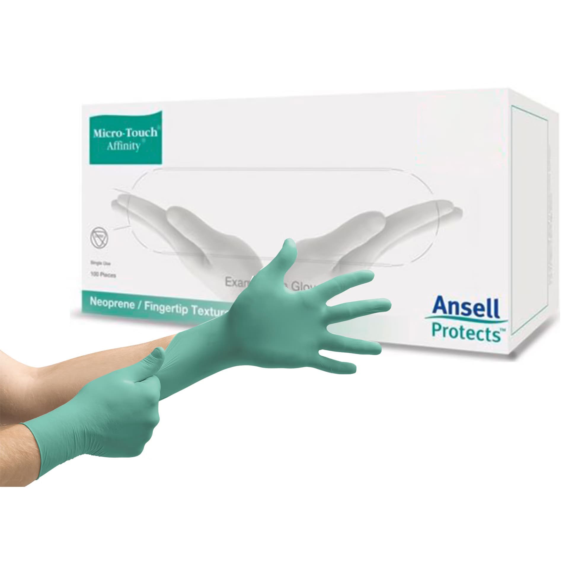 Micro-Touch Affinity Exam Glove Green Beaded Cuff 6.1 mil to 8.0 mil Range, X-Small - Case of 1000 - Image 1