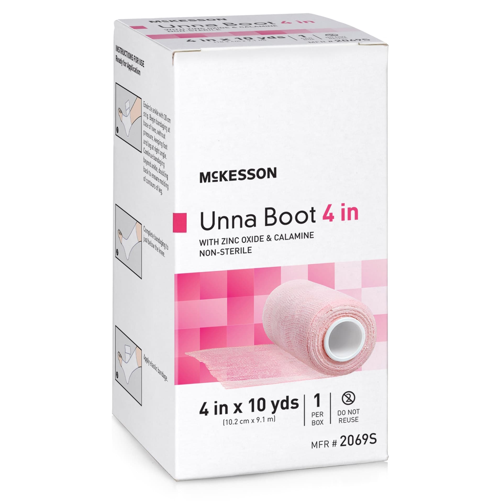 McKesson Non-Sterile Cotton Unna Boot With Calamine, 4 Inch x 10 Yard - Image 1