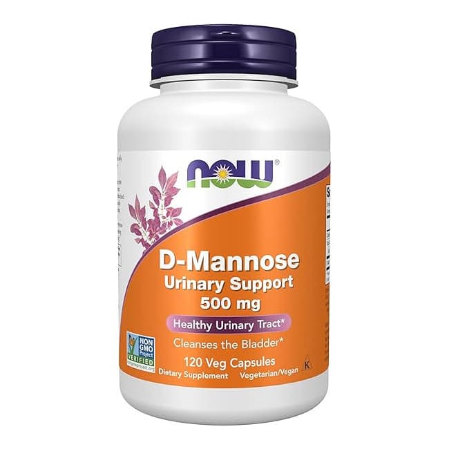 NOW D-Mannose Urinary Support Capsules, 500 mg - Bottle of 120
