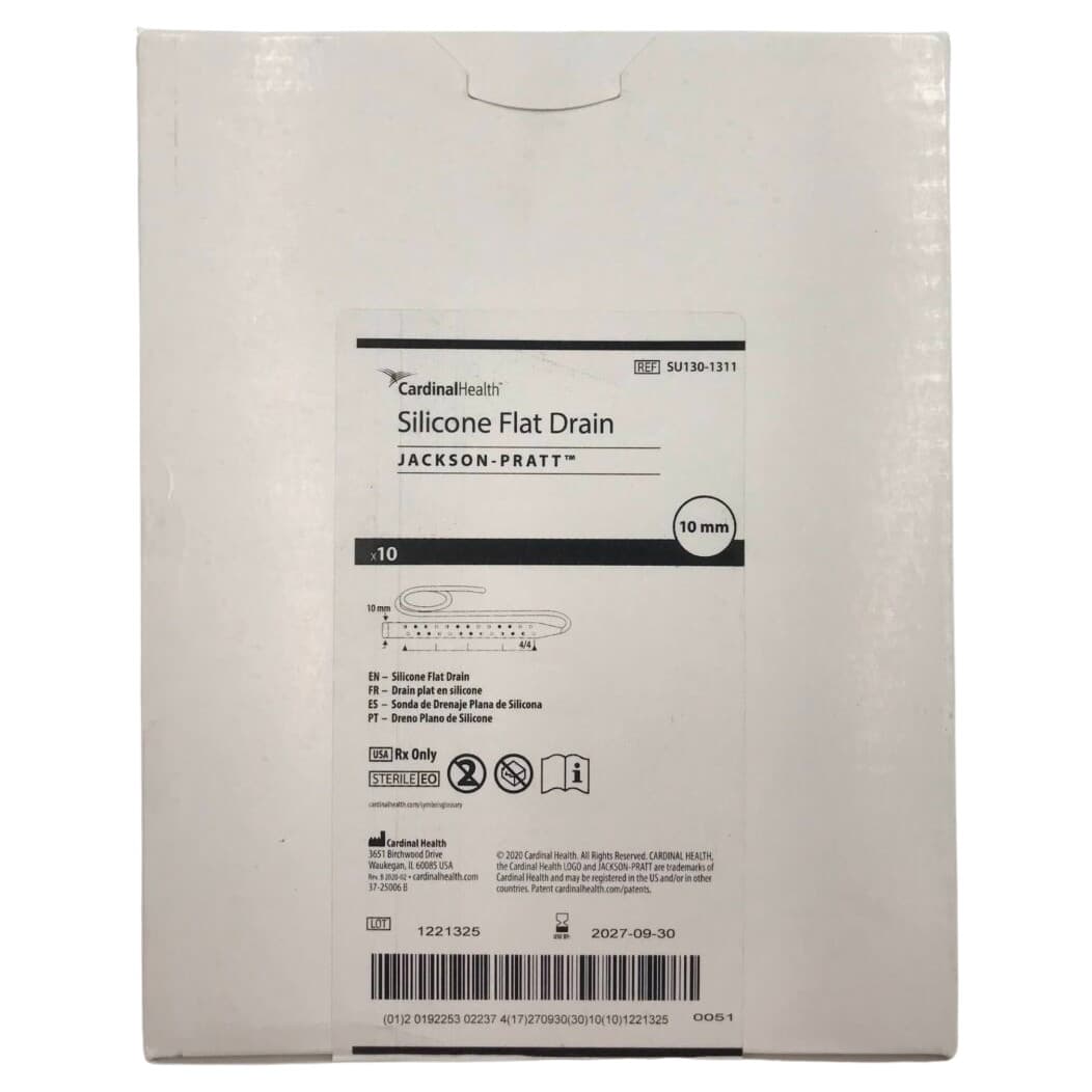 Jackson-Pratt Full Perforated Silicone Flat Drain without Trocar, 10mm x 20cm - Box of 10 - Image 1