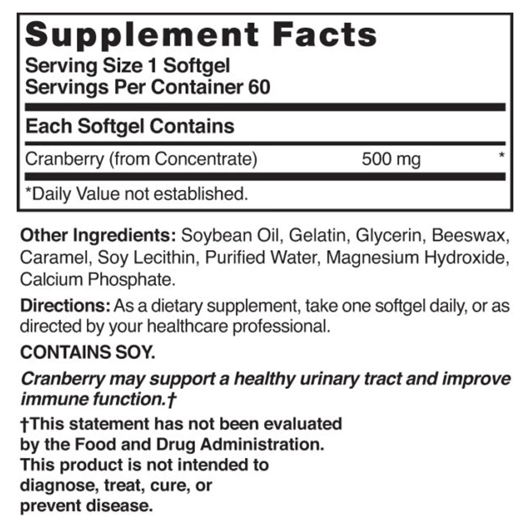 Nature's Blend Herbal Supplement Softgel Cranberry Flavor, 500 mg - Bottle of 60 - Image 2