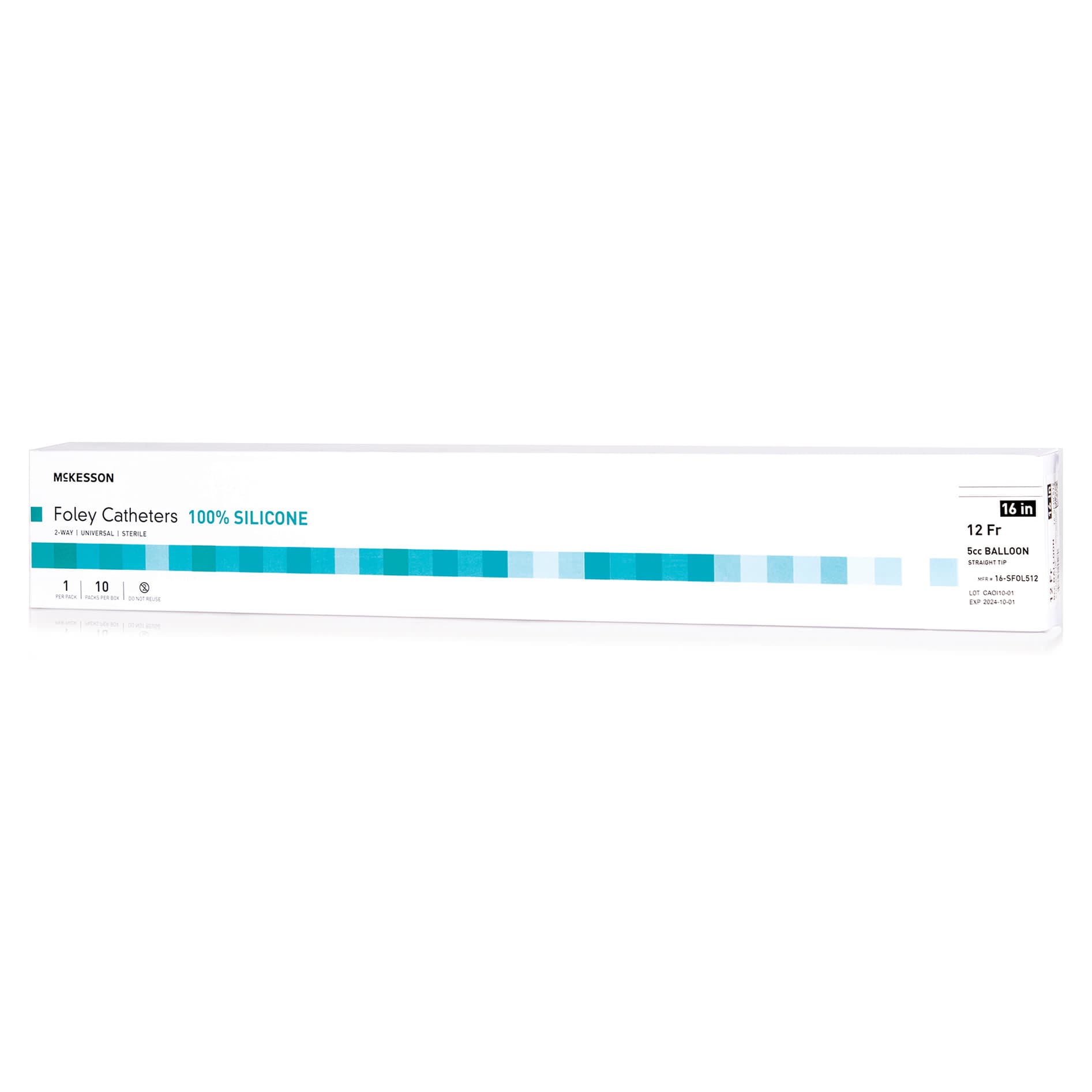 McKesson Foley Catheter Sterile 2-Way Silicone, White, 12 Fr, Standard Tip - Case of 200 - Image 1