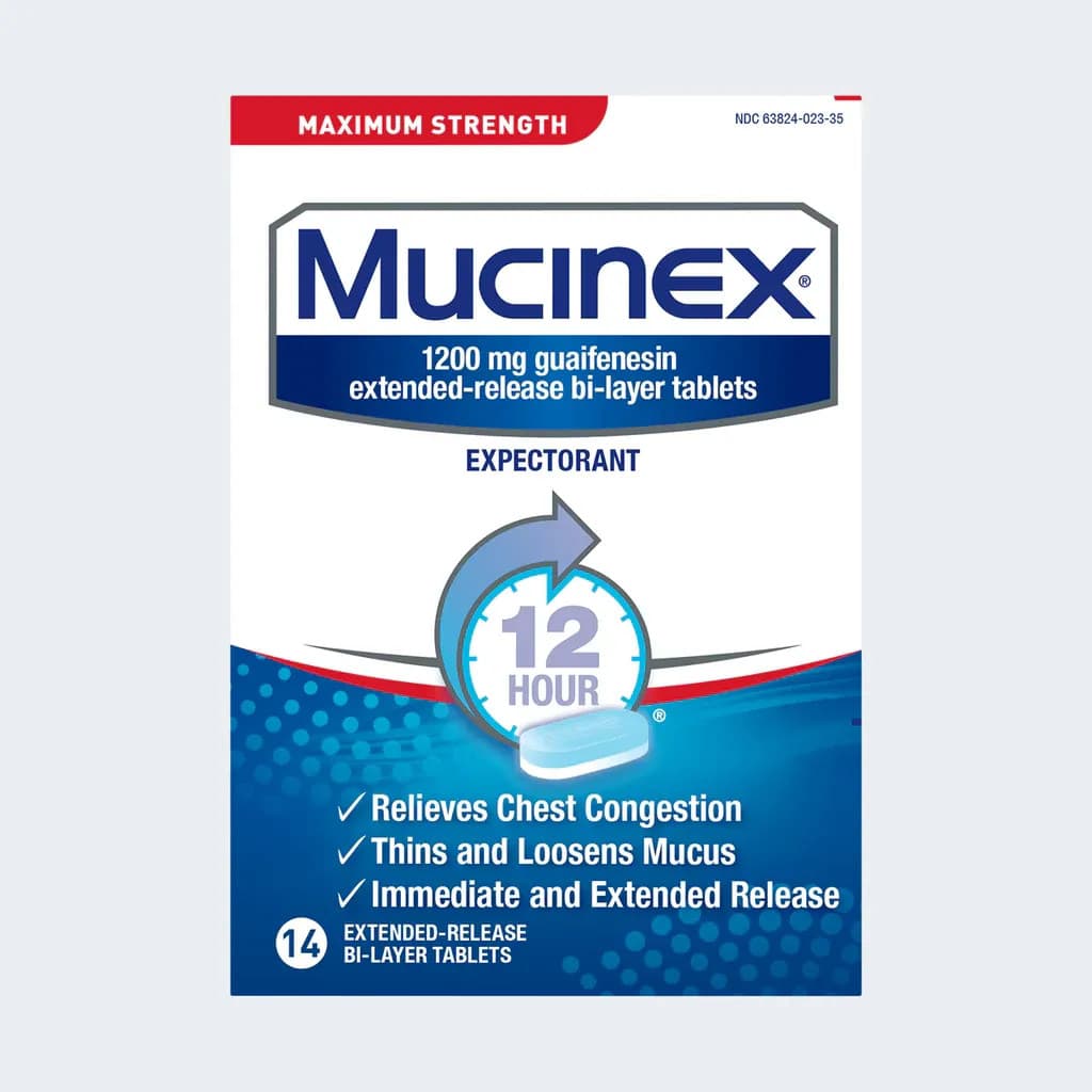 Mucinex Maximum Strength Extended-Release Bi-Layer Tablets, 1200 mg - Carton of 14