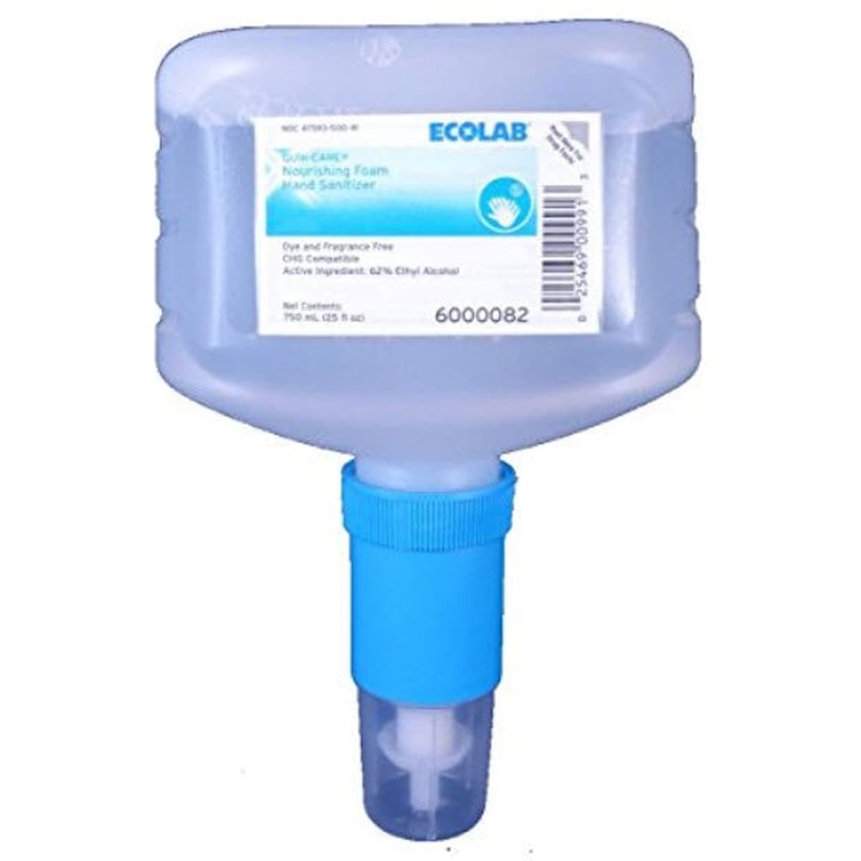 Ecolab Quik-Care Ethyl Alcohol Hand Sanitizer Foaming Dispenser Refill Bottle, 750 ml - Case of 6 - Image 1