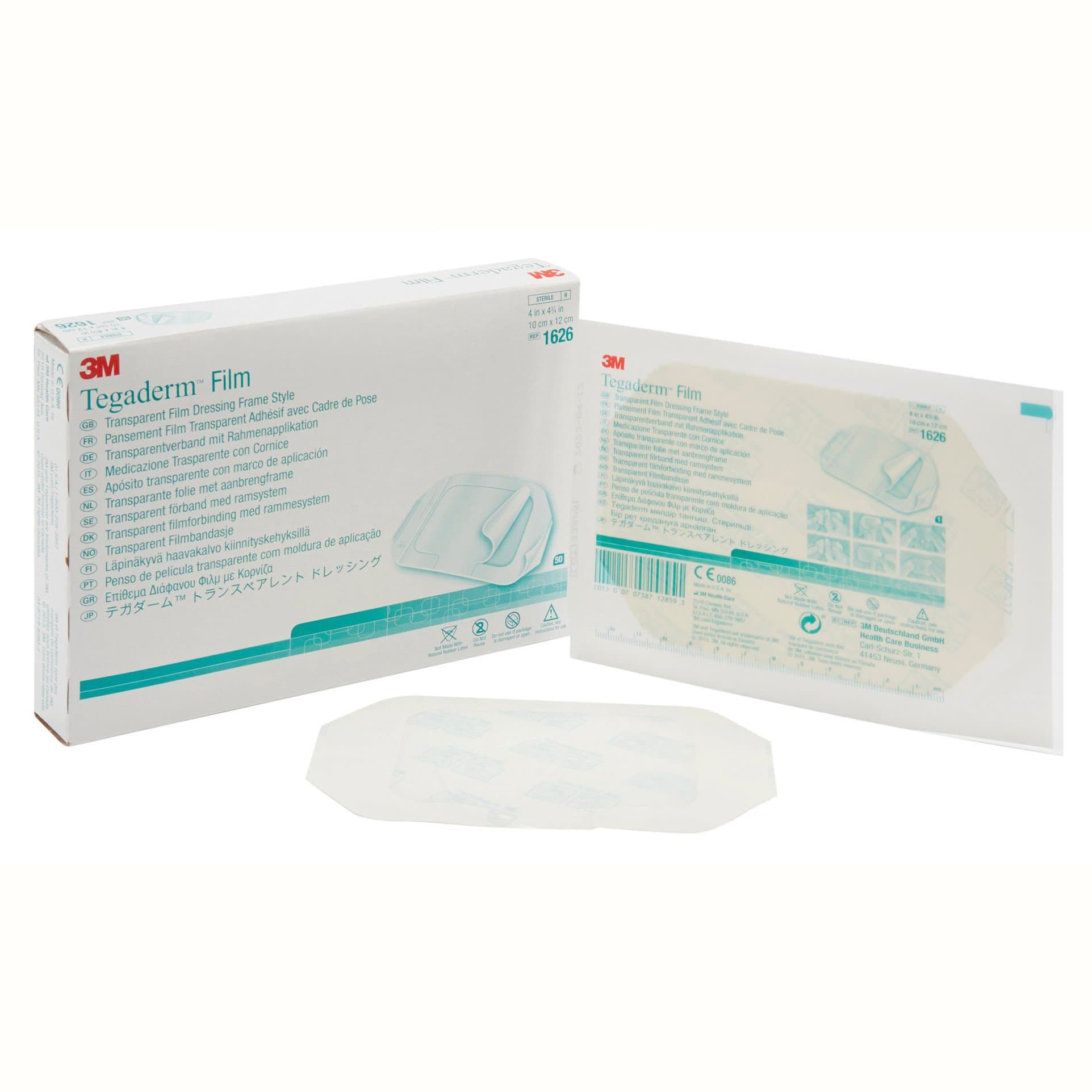 3M Tegaderm Transparent Adhesive Dressing, Frame Style, 4 x 4-3/4 Inch - Case of 200 - Image 1