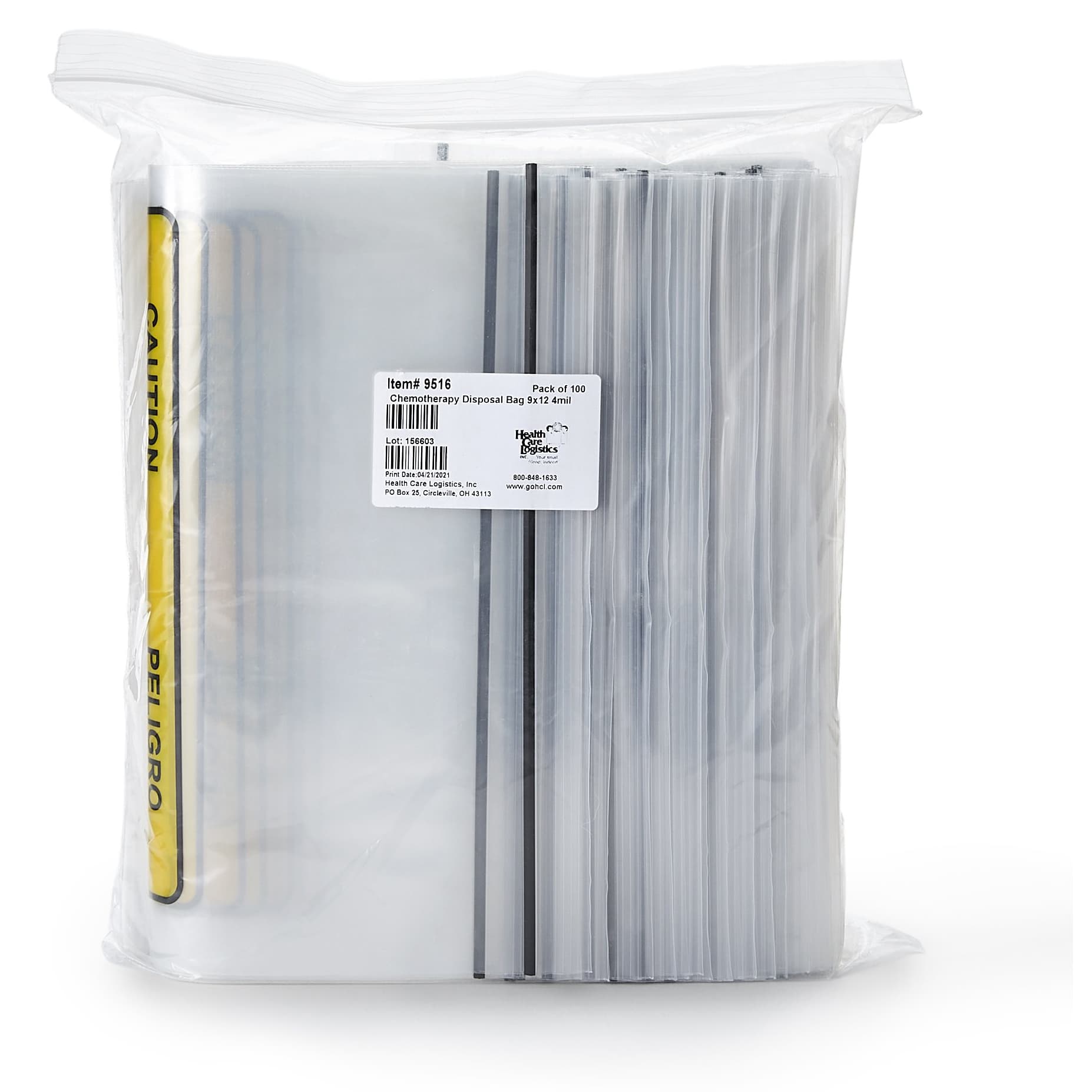 Health Care Logistics Chemo Drug Transport Bag Clear Bag 4 mil - Image 1