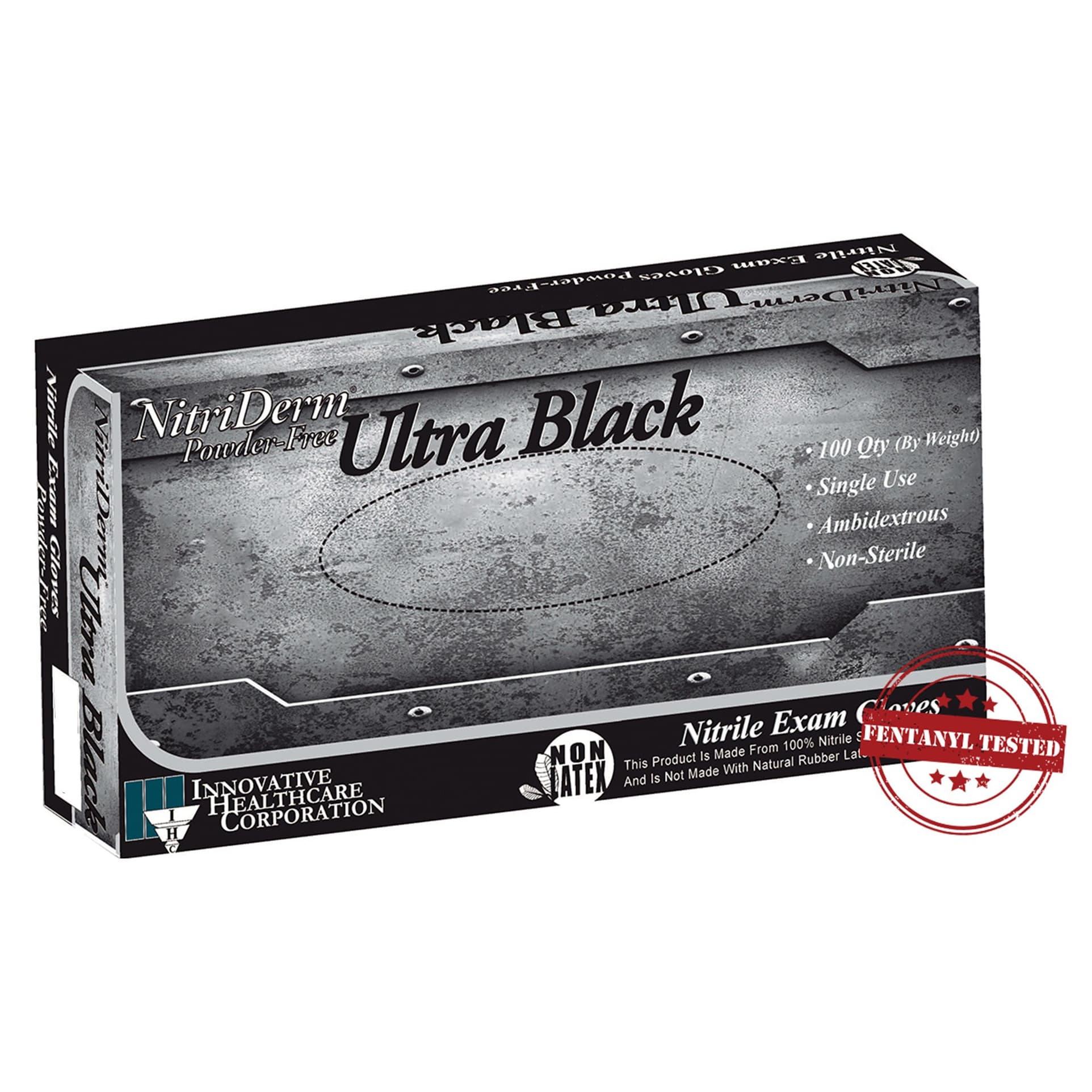 NitriDerm Ultra Black Nitrile Exam Gloves, X-Small - Box of 100 - Image 1