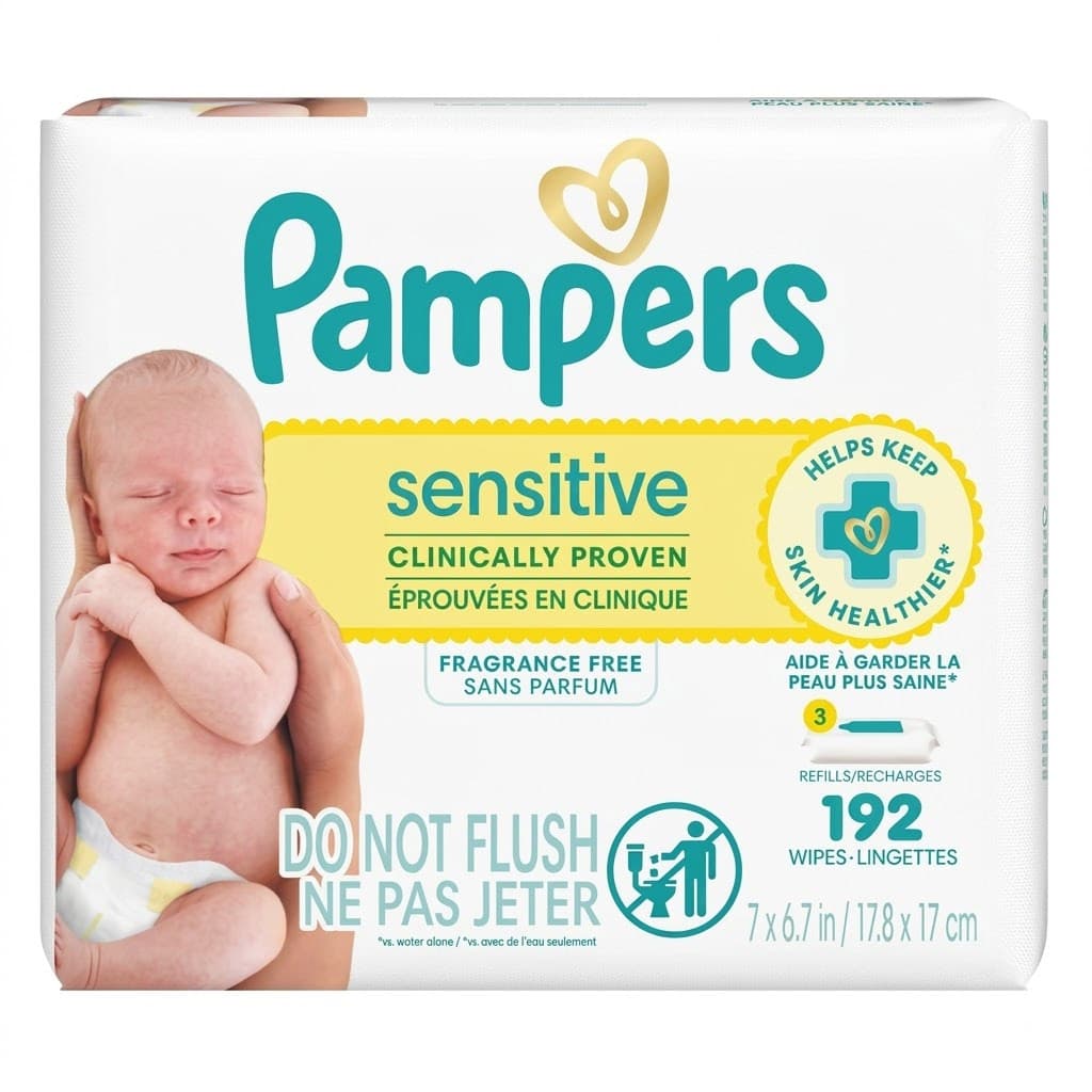 Pampers Sensitive Baby Wipes, 4X, 192 Count - Case of 768 - Image 1