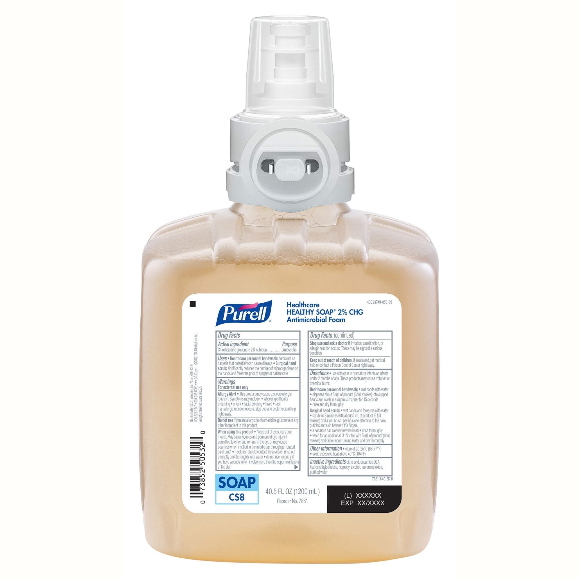 PURELL Foam Handwash with 2% CHG Refill for CS8 Dispenser, 1,200 ml - Case of 2 - Image 1