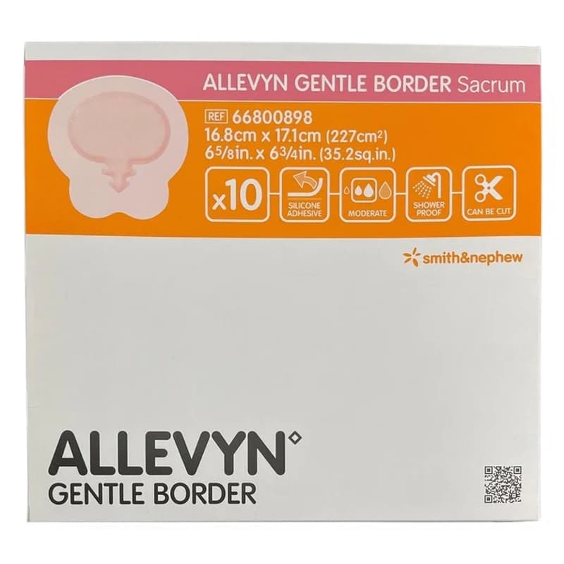 Allevyn Gentle Border Sacrum Dressing, 6-5/8 x 6-3/4 Inch - Case of 60 - Image 1