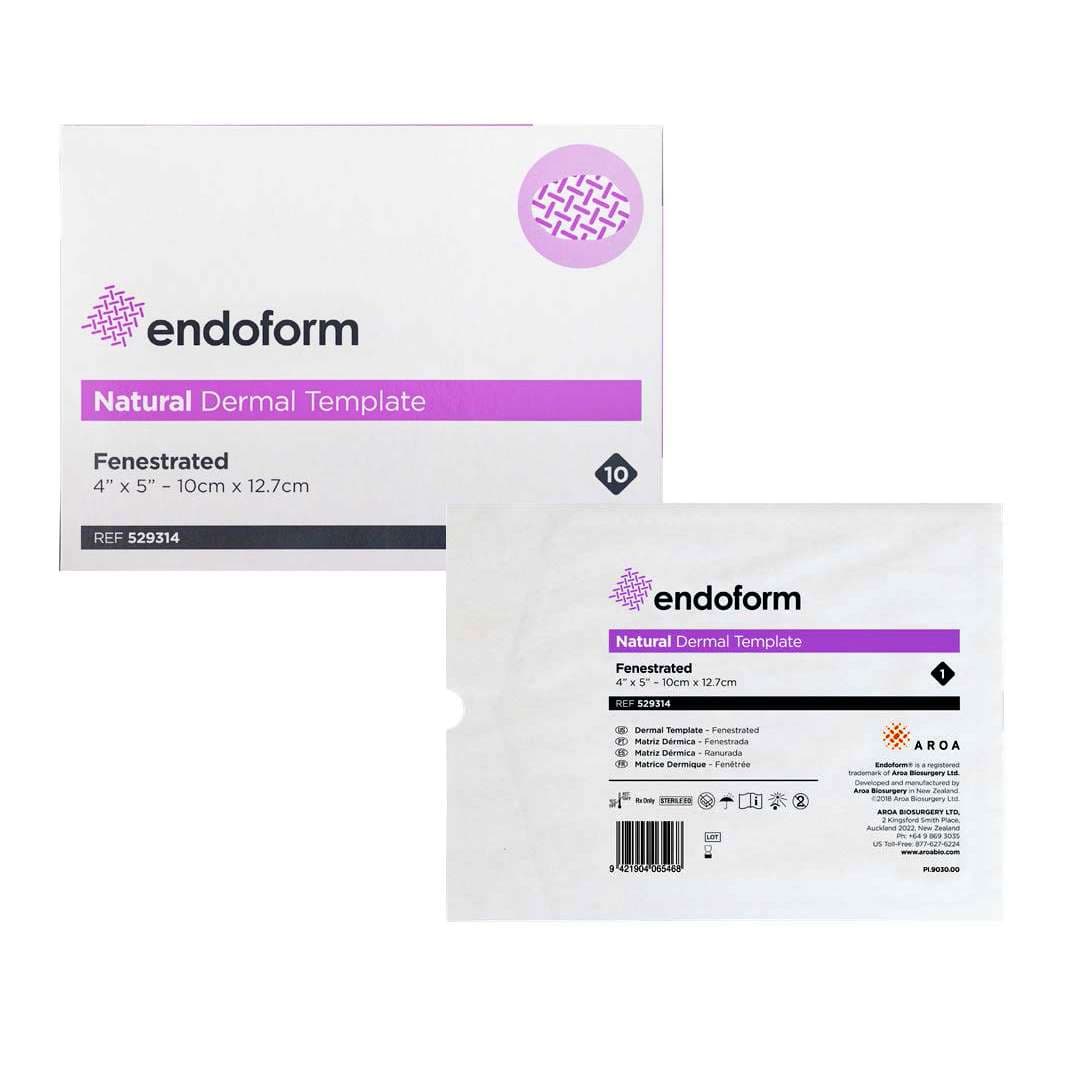 Endoform Fenestrated Natural Dermal Template Collegen Dressing, 4 x 5 Inch - Box of 10 - Image 1