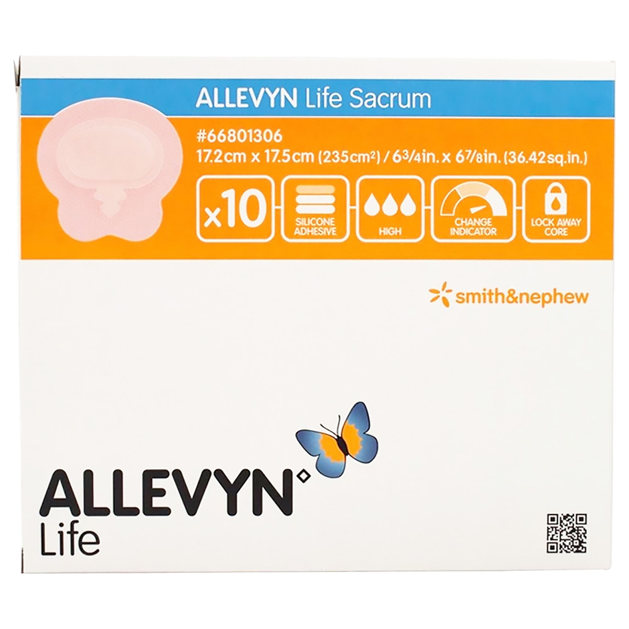 Allevyn Life Sacrum Sterile Silicone Foam Dressing, 6-3/4 x 6-7/8 Inch - Case of 60 - Image 1
